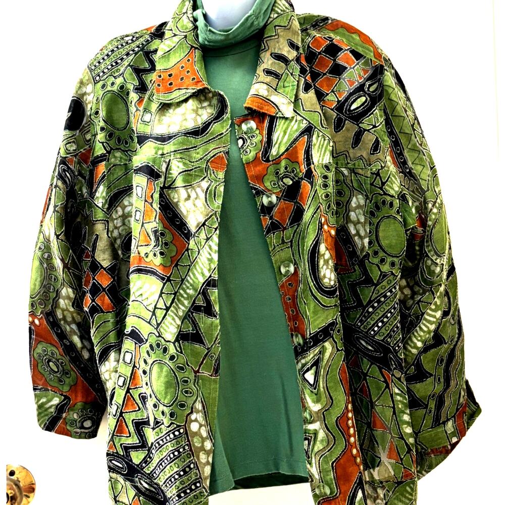 Vintage Y2K Collared Button-Up Layering Overshirt (1 XL)